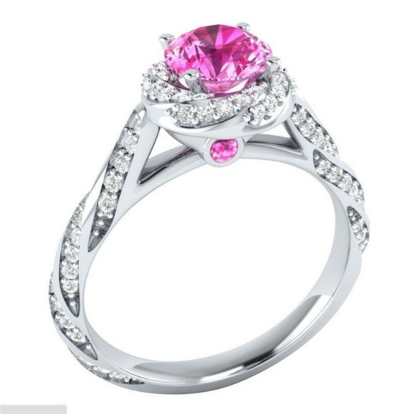 . Jewelry - 925 Silver Ring Round Cut Pink Sapphire New